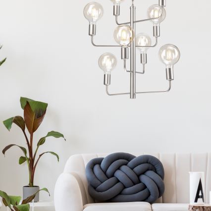 Ketten-Kronleuchter ORLANDO 8xE27/60W/230V silber