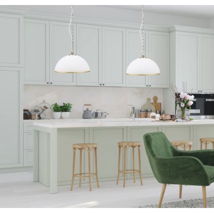 Ketten-Kronleuchter SUGAR 1xE27/60W/230V weiß/gold