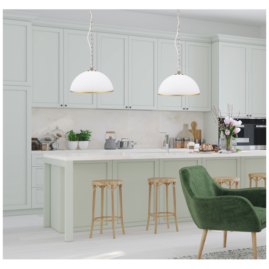 Ketten-Kronleuchter SUGAR 1xE27/60W/230V weiß/gold