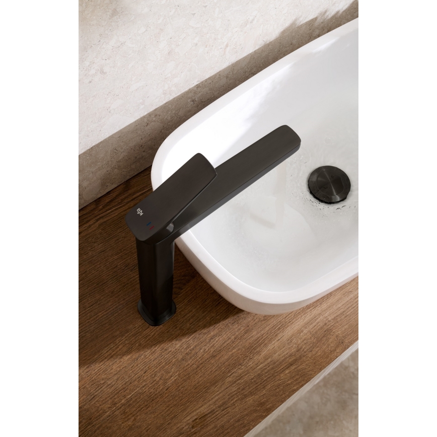 KFA Armatura 4522-712-81 - Waschtischarmatur + Ablaufgarnitur MALAGA 30,3 cm schwarz