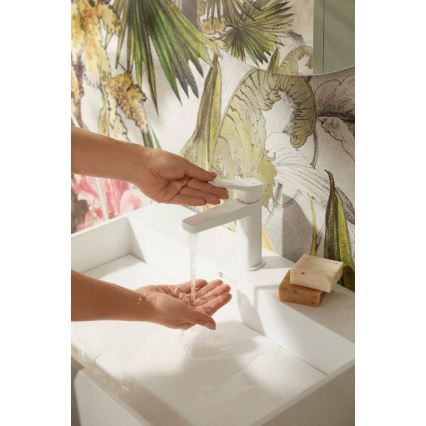 KFA Armatura 4522-815-44 - Waschtischarmatur + Ablaufgarnitur MALAGA 15,9 cm weiß