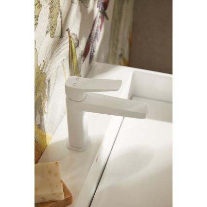 KFA Armatura 4522-815-44 - Waschtischarmatur + Ablaufgarnitur MALAGA 15,9 cm weiß