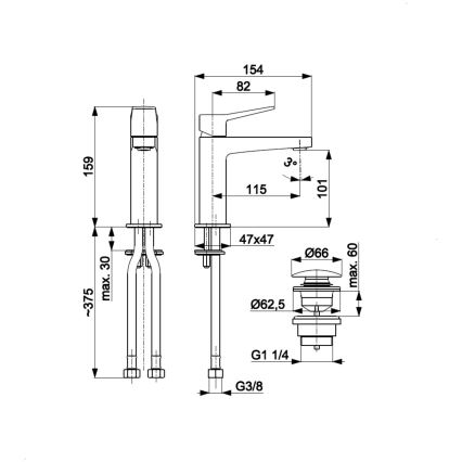 KFA Armatura 4522-815-81 - Waschtischarmatur + Auslauf MALAGA 15,9 cm schwarz