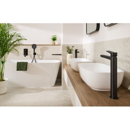 KFA Armatura 4522-825-81 - Waschtischarmatur + Ablaufgarnitur MALAGA 17 cm schwarz