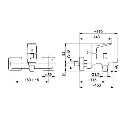 KFA Armatura 4524-010-00 - Badewannenarmatur MALAGA, glänzender Chrom