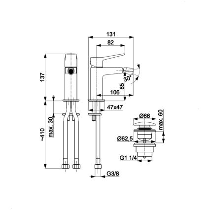 KFA Armatura 4527-015-61 - Bidetarmatur + Ablaufgarnitur MALAGA metallisch grau