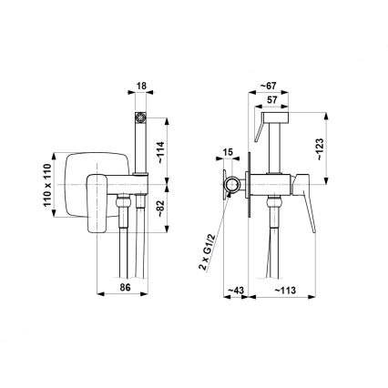 KFA Armatura 4529-512-31 - Bidetarmatur mit Handbrause zur Unterputzmontage MALAGA, gebürstetes Gold