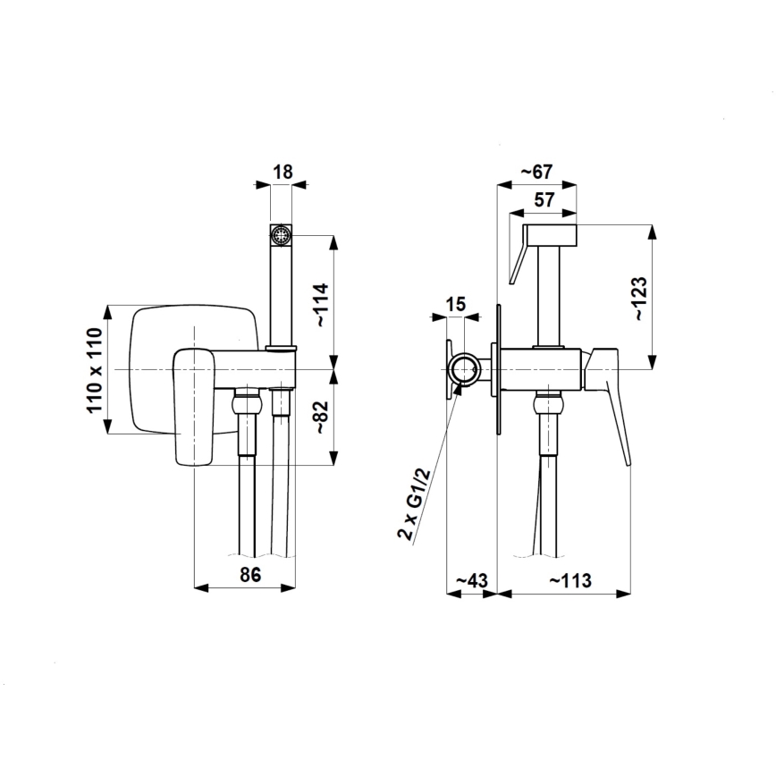 KFA Armatura 4529-512-81 - Bidetarmatur mit Handbrause zur Unterputzmontage MALAGA, schwarz