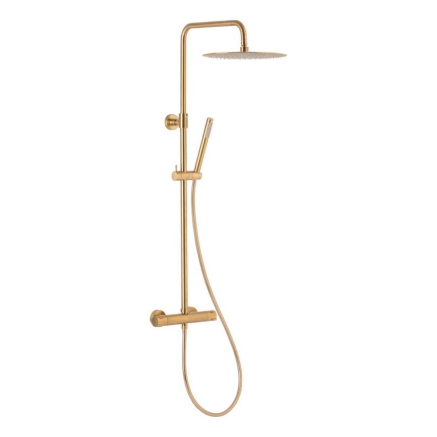 KFA Armatura 5736-920-31 - Duschset mit Thermostatarmatur MOZA in gebürstetem Gold