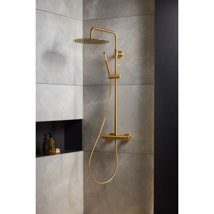 KFA Armatura 5736-920-31 - Duschset mit Thermostatarmatur MOZA in gebürstetem Gold