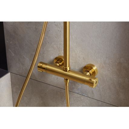 KFA Armatura 5736-920-31 - Duschset mit Thermostatarmatur MOZA in gebürstetem Gold
