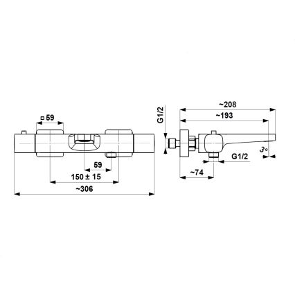 KFA Armatura 5754-010-81 - Thermostatische Wannenarmatur MALAGA schwarz