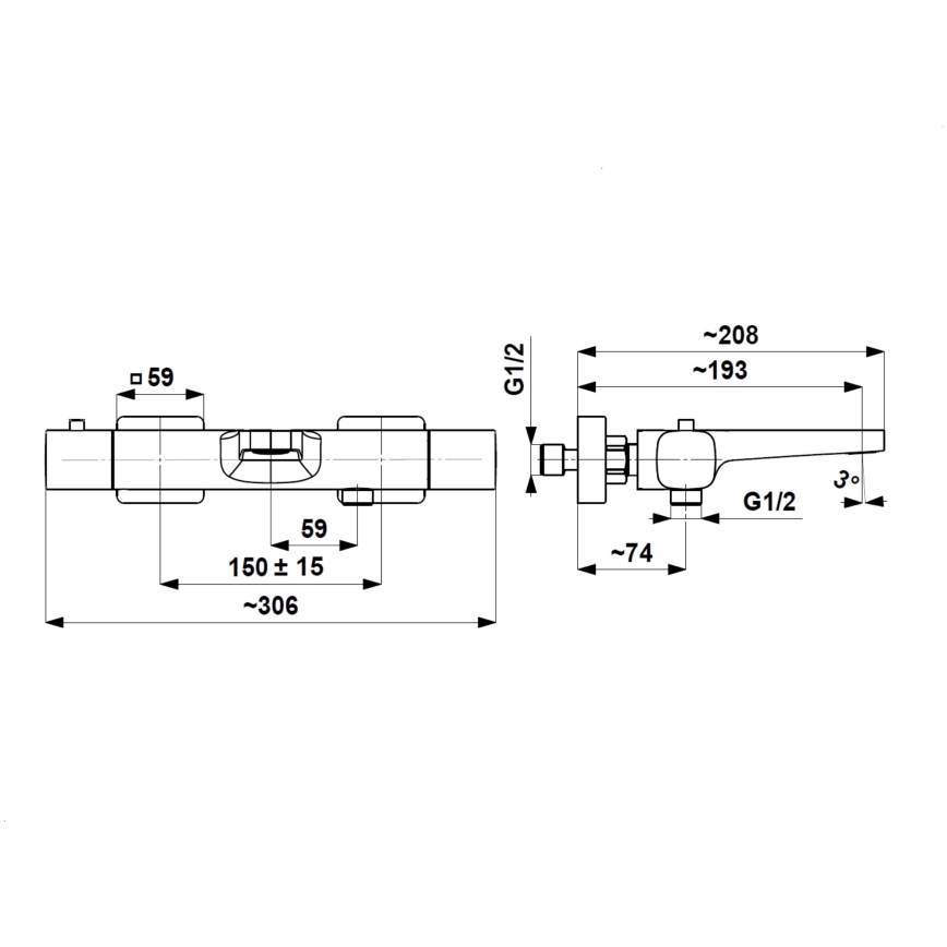 KFA Armatura 5754-010-81 - Thermostatische Wannenarmatur MALAGA schwarz