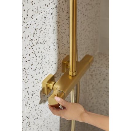 KFA Armatura 5756-910-31 - Duschset mit Thermostatarmatur MALAGA, gebürstetes Gold