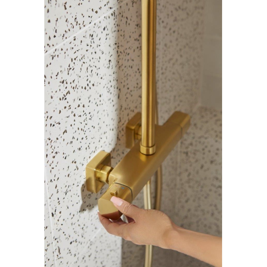 KFA Armatura 5756-910-31 - Duschset mit Thermostatarmatur MALAGA, gebürstetes Gold