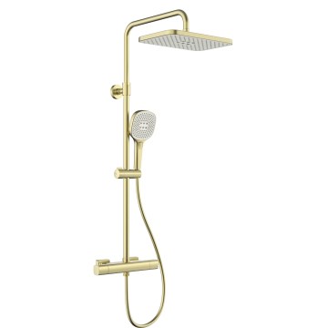 KFA Armatura 5756-910-31 - Duschset mit Thermostatarmatur MALAGA, gebürstetes Gold