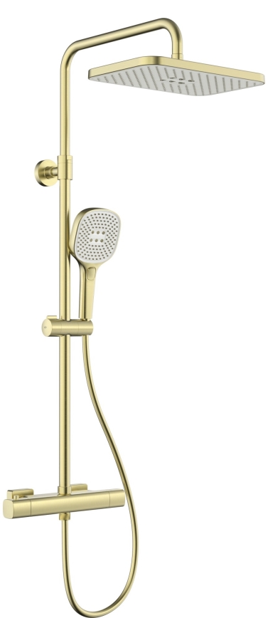 KFA Armatura 5756-910-31 - Duschset mit Thermostatarmatur MALAGA, gebürstetes Gold