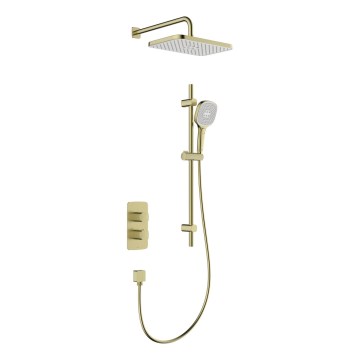 KFA Armatura 5759-301-31 - Duschset mit thermostatischer Unterputzarmatur MALAGA, gebürstetes Gold