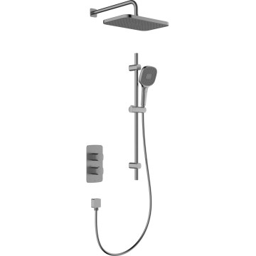 KFA Armatura 5759-301-61 - Duschset mit thermostatischer Unterputzarmatur MALAGA, metallisch-grau