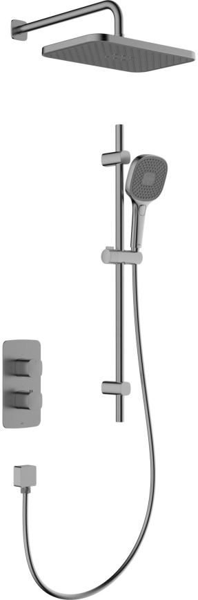 KFA Armatura 5759-301-61 - Duschset mit thermostatischer Unterputzarmatur MALAGA, metallisch-grau