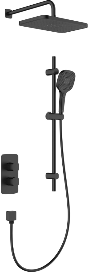 KFA Armatura 5759-301-81 - Duschset mit thermostatischer Unterputzarmatur MALAGA schwarz