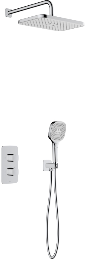 KFA Armatura 5759-501-00 - Duschgarnitur mit thermostatischer Unterputz-Armatur MALAGA, Hochglanz-Chrom
