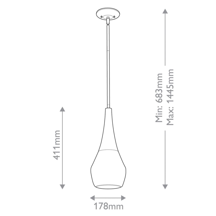 Kichler - Pendelleuchte mit Stange DEELA 1xE27/60W/230V Ø 17,8 cm schwarz
