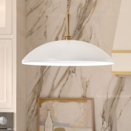 Kichler - Hängeleuchte an Kette DELAROSA 1xE27/60W/230V weiß/Messing