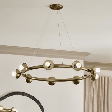 Kichler - Pendelleuchte PALTA mit Kabelabhängung, 9x E14/40W, 230V, goldfarben