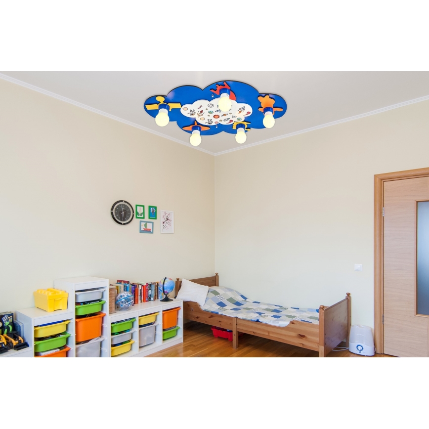 Kinder-Deckenleuchte LUCCA 5xE27/24W/230V blau