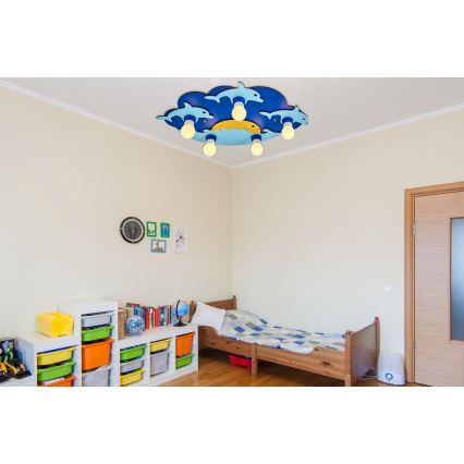 Kinder-Deckenleuchte LUCCA 5xE27/24W/230V blau