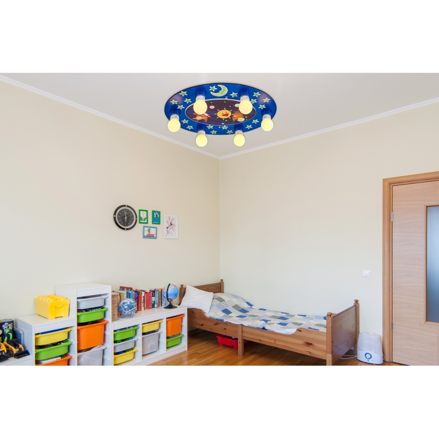Kinder Deckenleuchte LUCCA 6xE27/24W/230V blau
