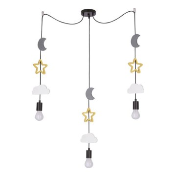 Kinder-Pendelleuchte an Kabel TRIO 3xE27/20W/230V grau/gelb/weiß