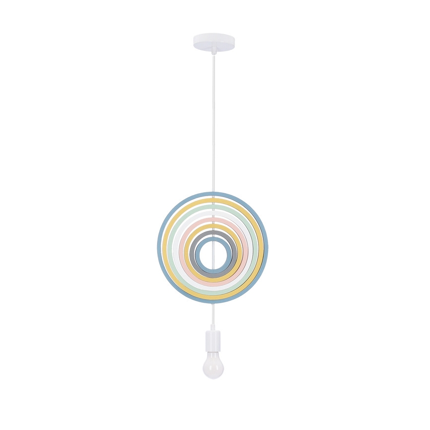 Kinder-Pendelleuchte HOOPS mit Schnur, 1xE27/20W/230V, Ø 27 cm, mehrfarbig