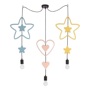 Kinder-Pendelleuchte TRIO 3xE27/20W/230V blau/rosa/gelb