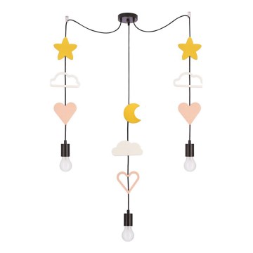 Kinder-Pendelleuchte TRIO, 3×E27/20 W/230 V, gelb/weiß/rosa