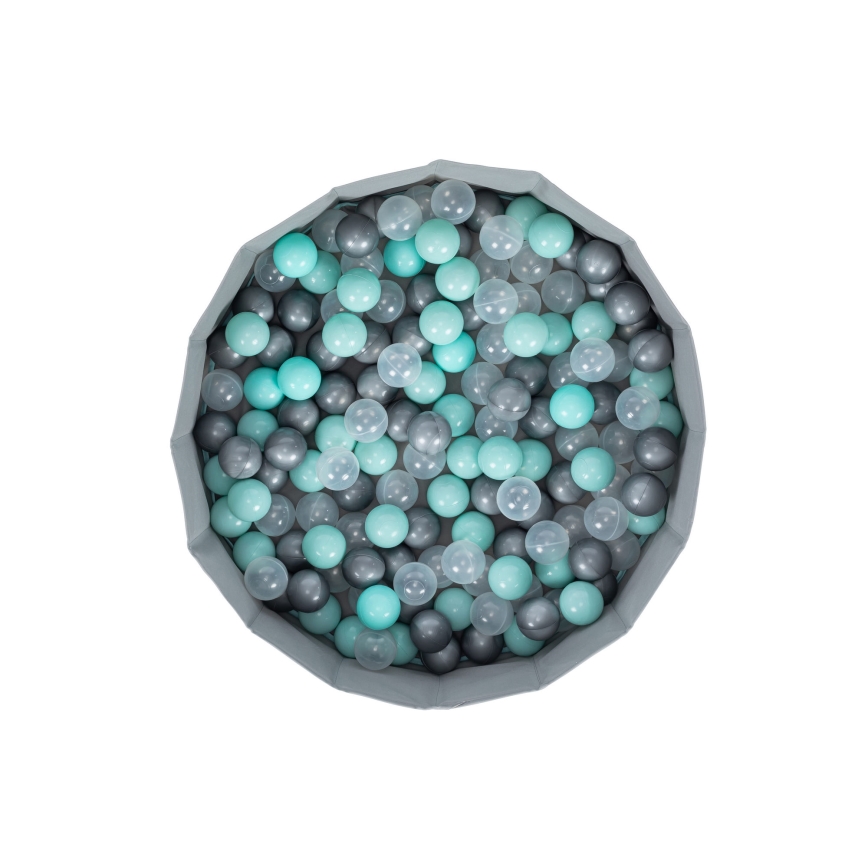 Kinder-Trockenpool mit Bällen, Ø 80 cm, blau/grau