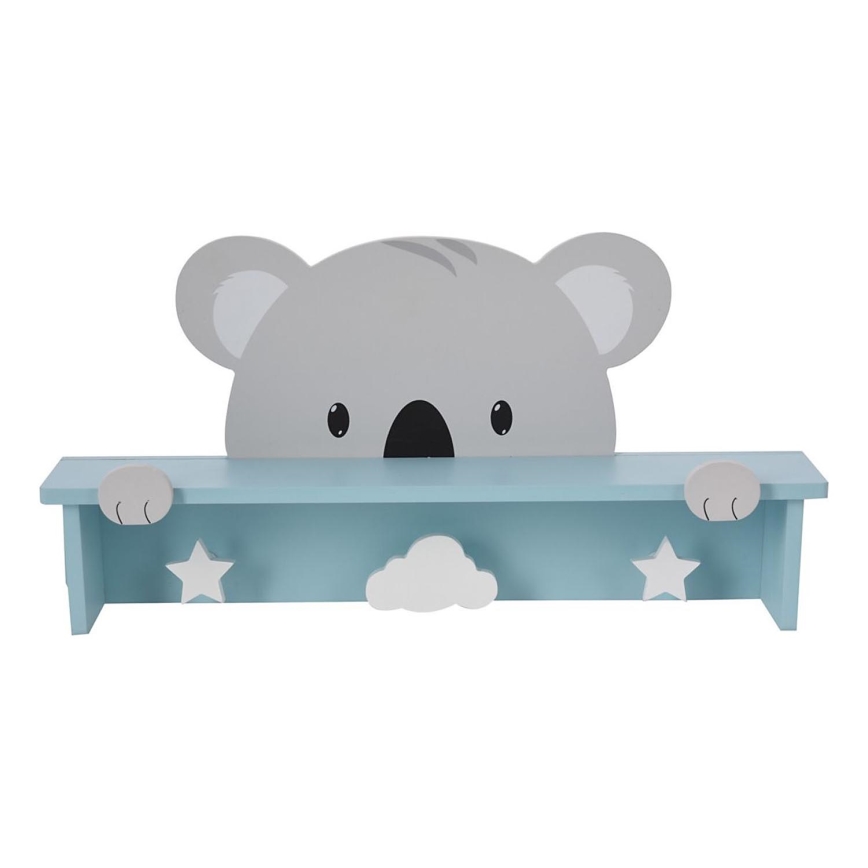 Kinder-Wandablage mit Aufhängern Koala/blau