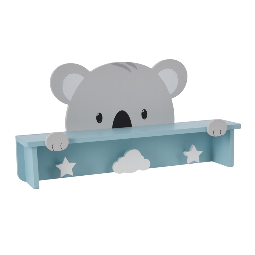 Kinder-Wandablage mit Aufhängern Koala/blau