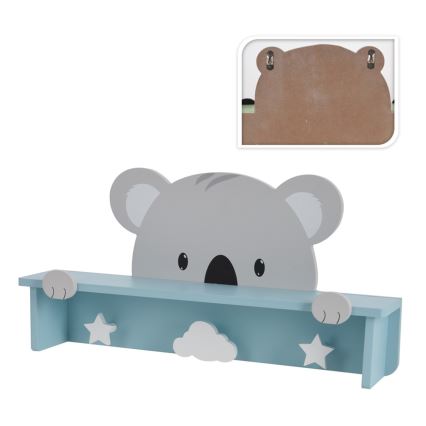 Kinder-Wandablage mit Aufhängern Koala/blau