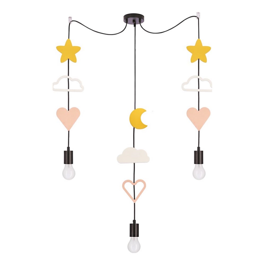 Kinderhängelampe TRIO 3xE27/20W/230V in Gelb/Weiß/Rosa