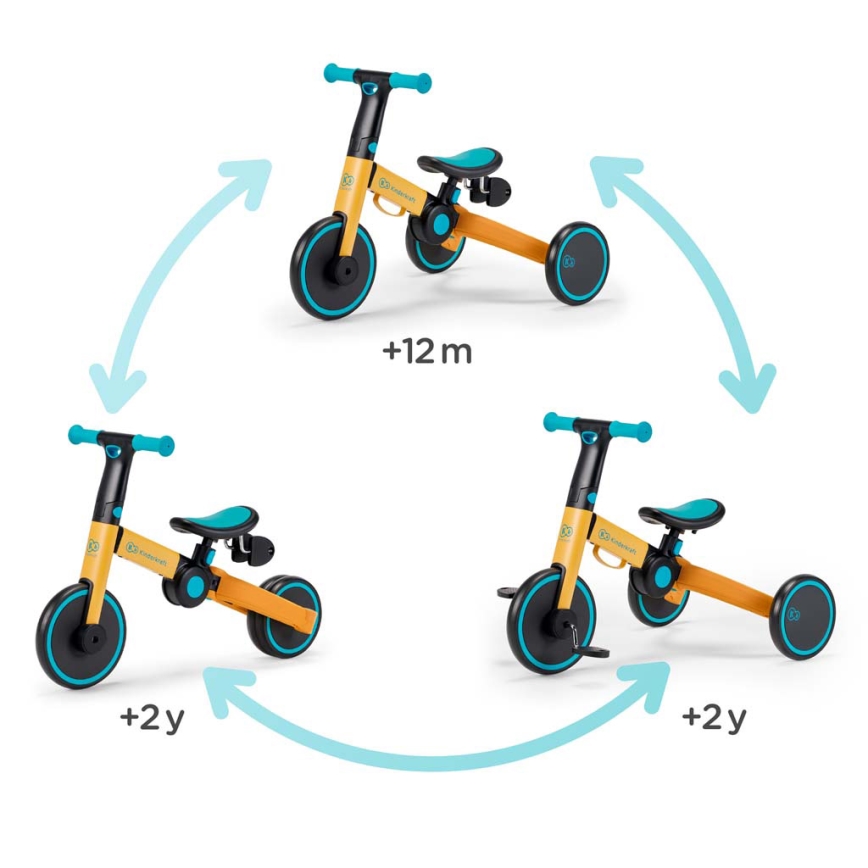KINDERKRAFT - Kinderlaufrad 3in1 4TRIKE Gelb/Türkis
