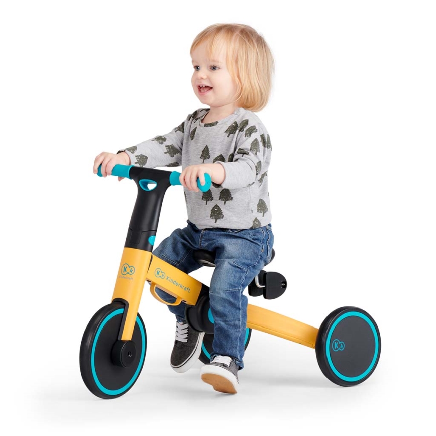 KINDERKRAFT - Kinderlaufrad 3in1 4TRIKE Gelb/Türkis