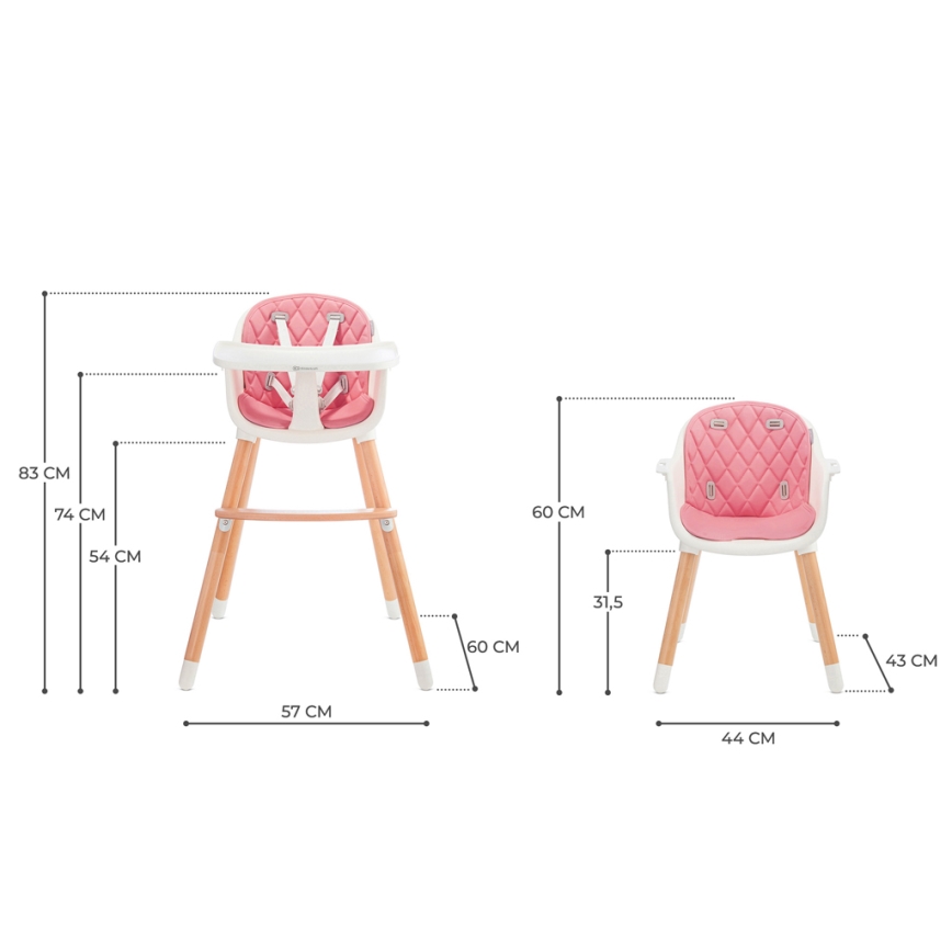KINDERKRAFT - Esstischstuhl für Kinder 2v1 SIENNA Buche/rosa