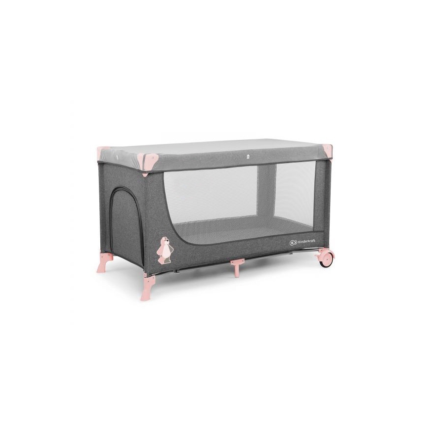 KINDERKRAFT - Reisebett JOY in Grau-Rosa