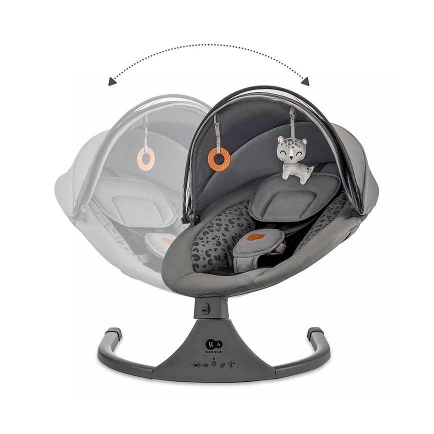 KINDERKRAFT - Babywippe mit Melodie 2in1 LUMI 4xAAA dunkelgrau