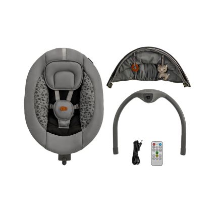 KINDERKRAFT - Babywippe mit Melodie 2in1 LUMI 4xAAA dunkelgrau