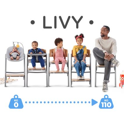 KINDERKRAFT SELECT - Kinderhochstuhl 3in1 LIVY Premium Eiche + Liege CALMEE