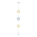 Kinderleuchte mit Kabel STARS 1xE27/20W/230V gelb/blau/weiß