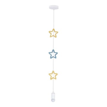 Kinderleuchte mit Kabel STARS 1xE27/20W/230V gelb/blau/weiß